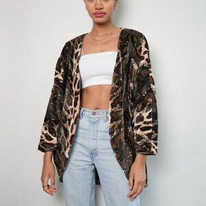 Animal Print Leopard Tiger Oversized Lined Cardigan